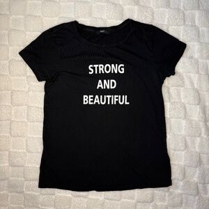 Women's Black T-Shirt, size S Small, Colin's, Graphic Tee - Strong and Beautiful
